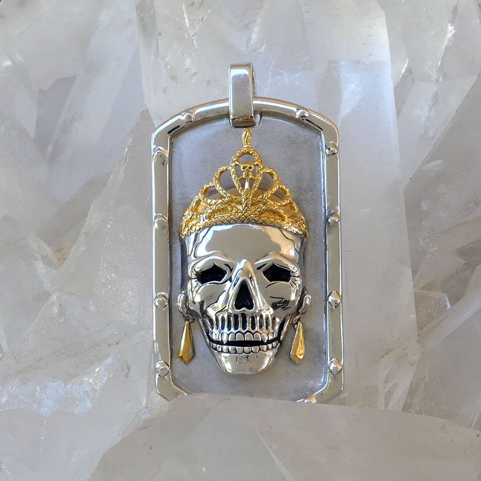 Golgotha Tag Skull Queen Sterling Rose Gold Yellow Gold