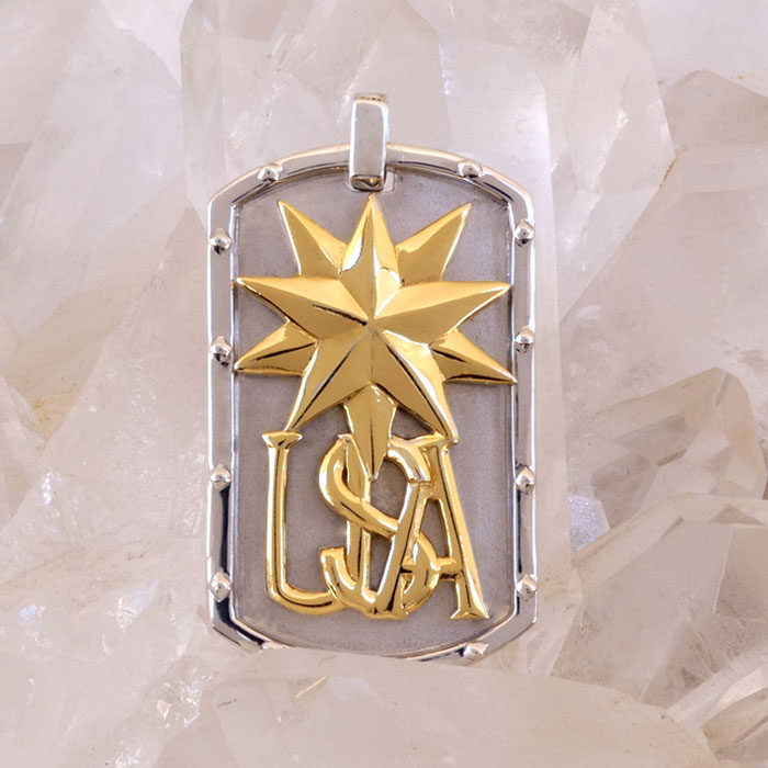 Golgotha Tag USA Sterling Silver Rose Gold Yellow Gold