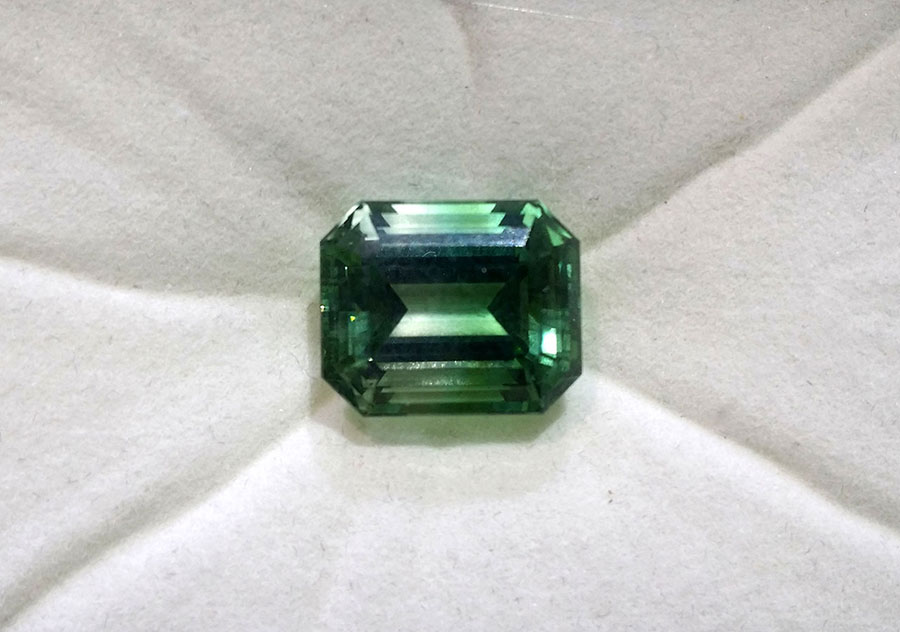 Private Commission Production Process Design Emerald Cut Bicolor Green Tourmaline Buckle Ring