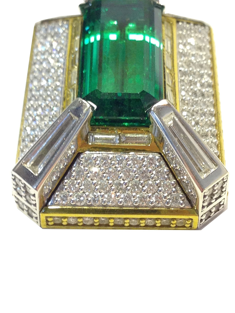 Pendant White Gold Tsavorite Garnet Diamonds