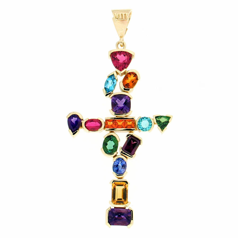 Pendant Gold Amethyst Tourmaline Garnet Apatite Tanzanite