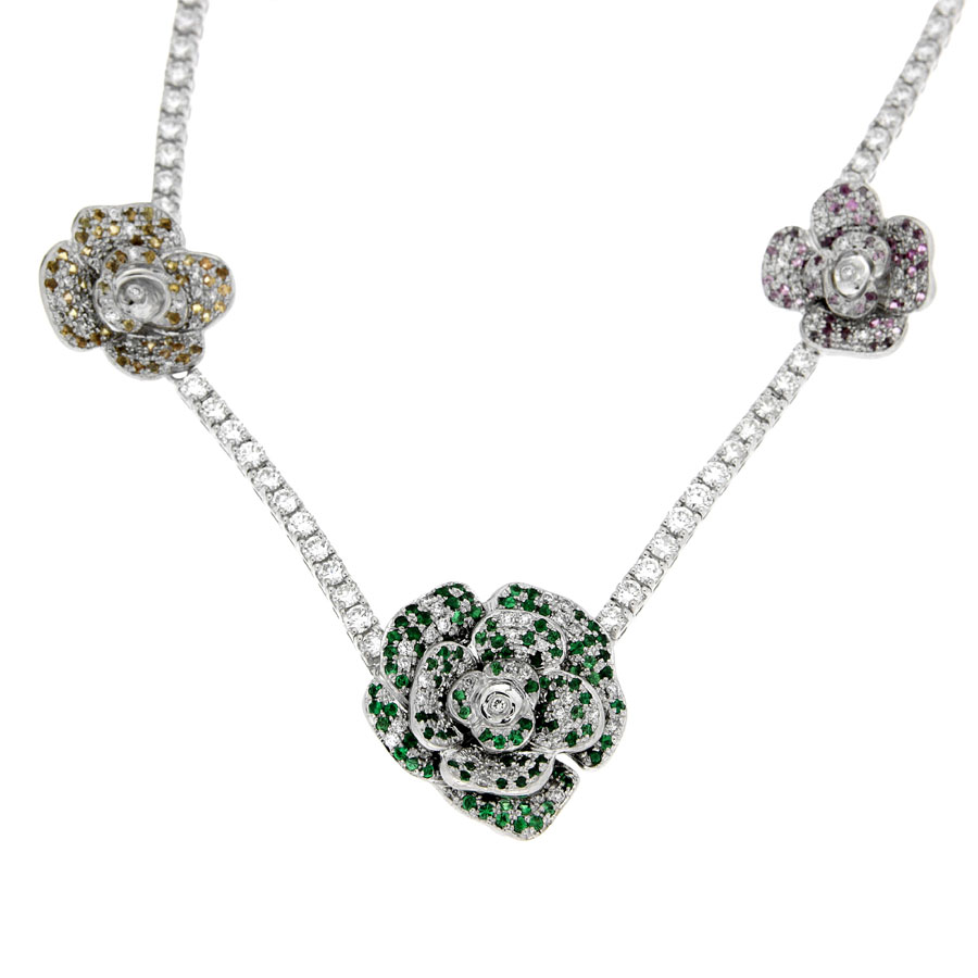 Earrings Necklace Diamonds Sapphires Tsavorites