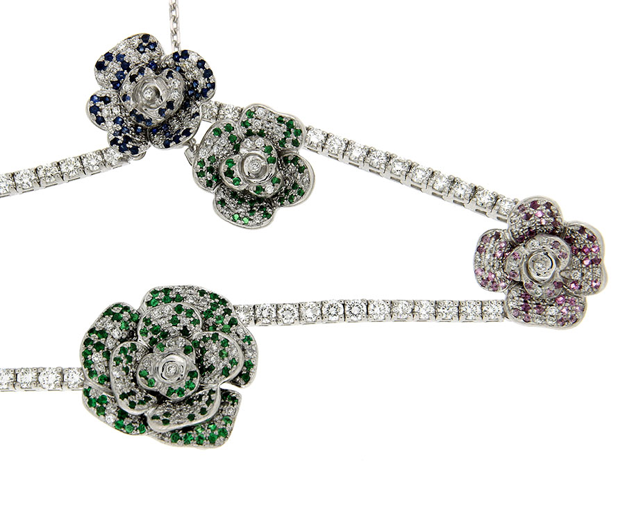 Earrings Necklace Diamonds Sapphires Tsavorites