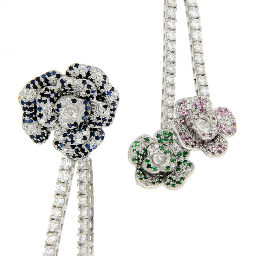 Earrings Necklace Diamonds Sapphires Tsavorites